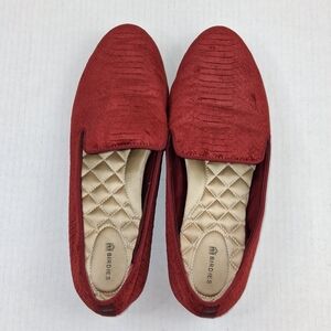 Birdies The Starling Red Velvet Slip On Flats